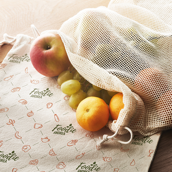 MB9009 Sac d'épicerie en coton avec maille sur 1 côté (30x20cm). publicitaire personnalisé - vue 6