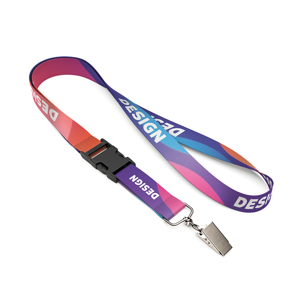 ML1304 Lanyard RPET avec boucle et motif en quadri sur les deux faces. publicitaire personnalisé - vue 6