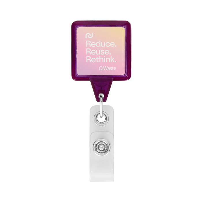 MLBR04 Enrouleur de badge rétractable de forme carrée avec logo de 2,5 cm2. publicitaire personnalisé - vue 6