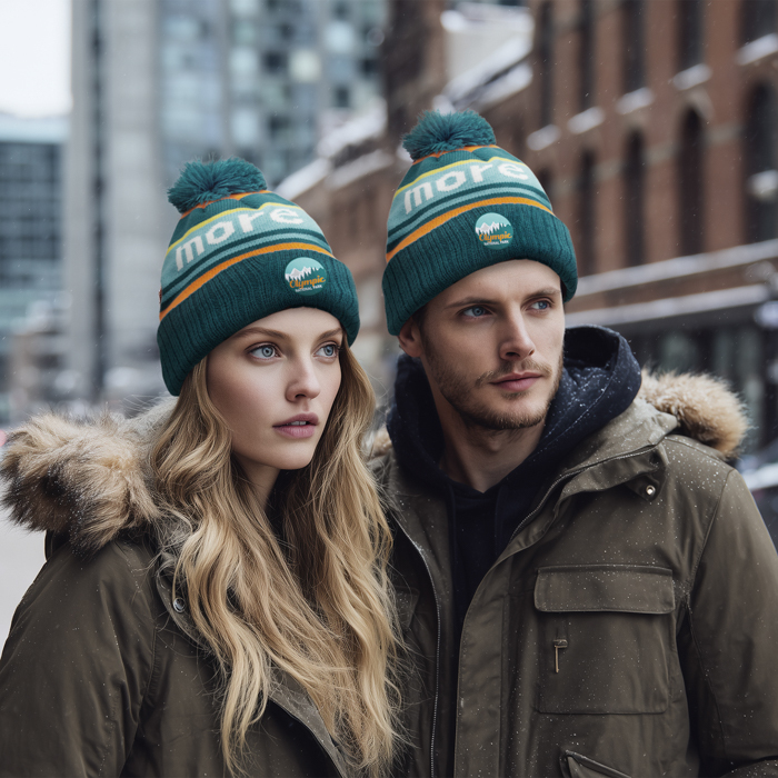 MW1116 Bonnet en jacquard à motif personnalisé RPET avec bord-côte en tricot côtelé ... publicitaire personnalisé - vue 6