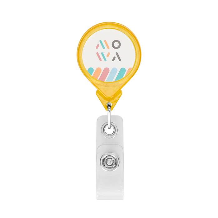 MLBR03 Enrouleur de badge rétractable en forme de goutte avec logo ⌀2,5cm. publicitaire personnalisé - vue 7