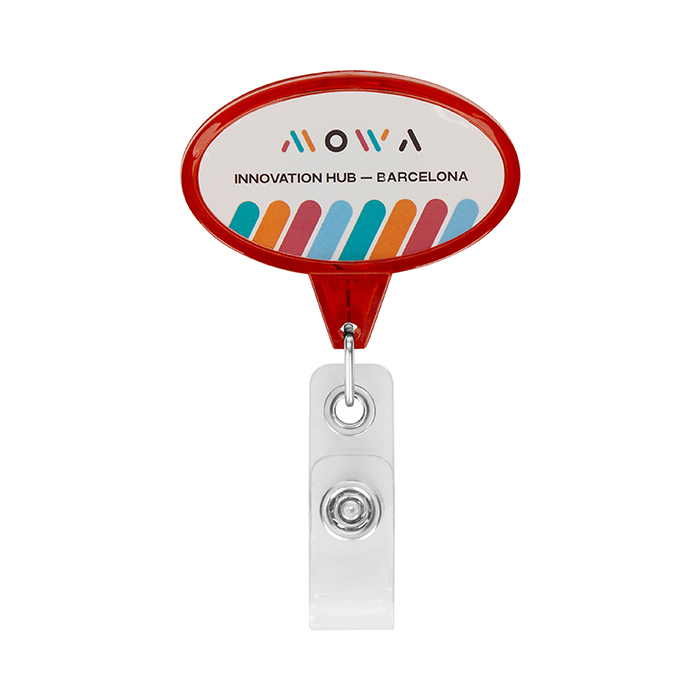 MLBR08 Enrouleur de badge rétractable de forme ovale avec logo. publicitaire personnalisé - vue 7