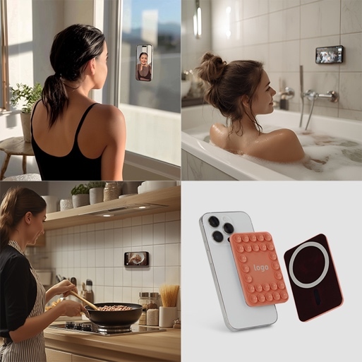 MPHN18 Étui magnétique pour téléphone avec fonction selfie, avec logo en 1 couleur. publicitaire personnalisé - vue 9
